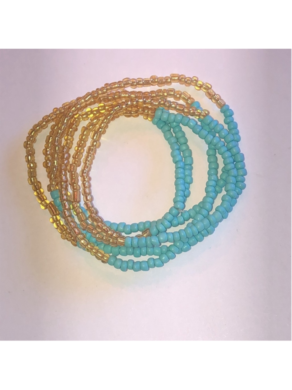 Elegant Yellow and Blue Seed Bead Beaded Boho Necklace
